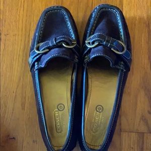 Coach suede and patent leather loafers